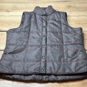 Women’s Izod Plaid Puffer Vest with Houndstooth Print Size XL